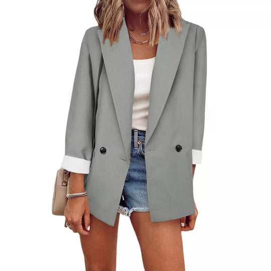 Damen nan legerer Oversize Blazer mit dreiviertelärmeln und kontrastmanschetten EB