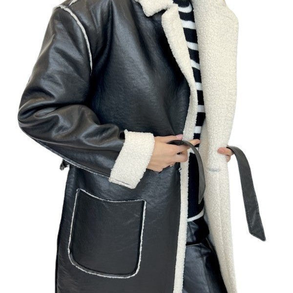 Damen Modischer Wintermantel mit Teddy-Futter EB