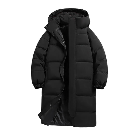 Damen lange Daunenjacke mit hohem Kragen und winddichten Eigenschaften EB