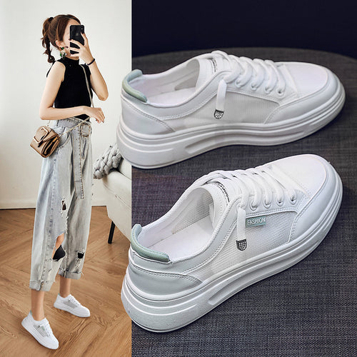 Damen modische Freizeitsneaker mit atmungsaktiver Mesh-Oberfläche und stoßdämpfendem Sohlenprofil EB