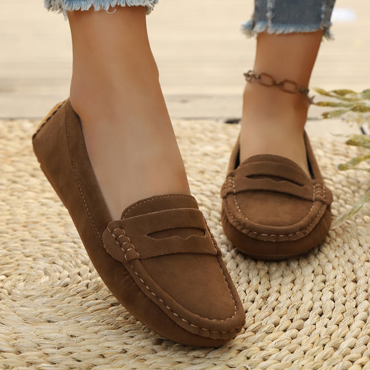 Damen Mokassin-Schuhe mit eleganter Lederverarbeitung EB