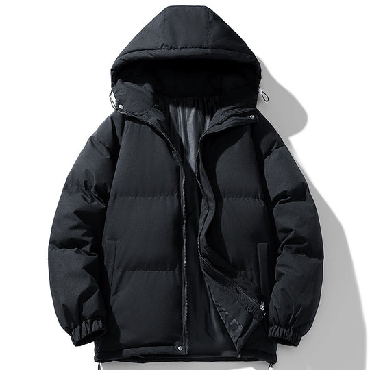 Herren minimalistischer Oversize-Steppmantel mit gesteppter Thermo-Füllung und Kordelzugkapuze EB