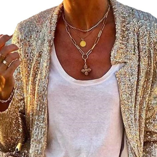Damen Glitzernde Abendjacke mit elegantem Schnitt und luxuriösen Details EB