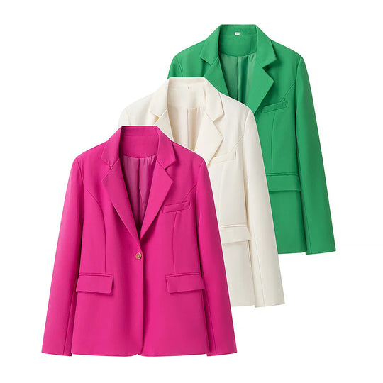 Damen elegante Blazerjacke mit strukturiertem Design und praktischen Taschen EB