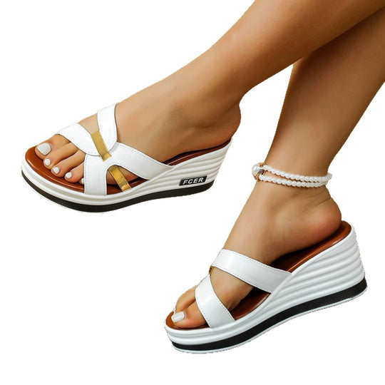 Damen Wedge-Sandalen mit elegantem Riemchen-Design EB