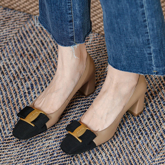 Damen elegante Pumps mit modischem Blockabsatz EB