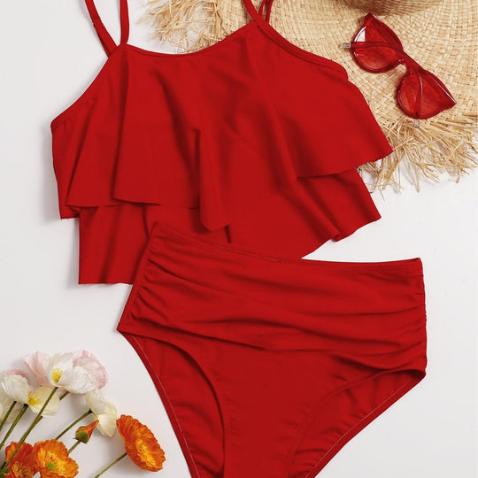 Damen Bikini-Set mit voluminösem Rüschendesign EB