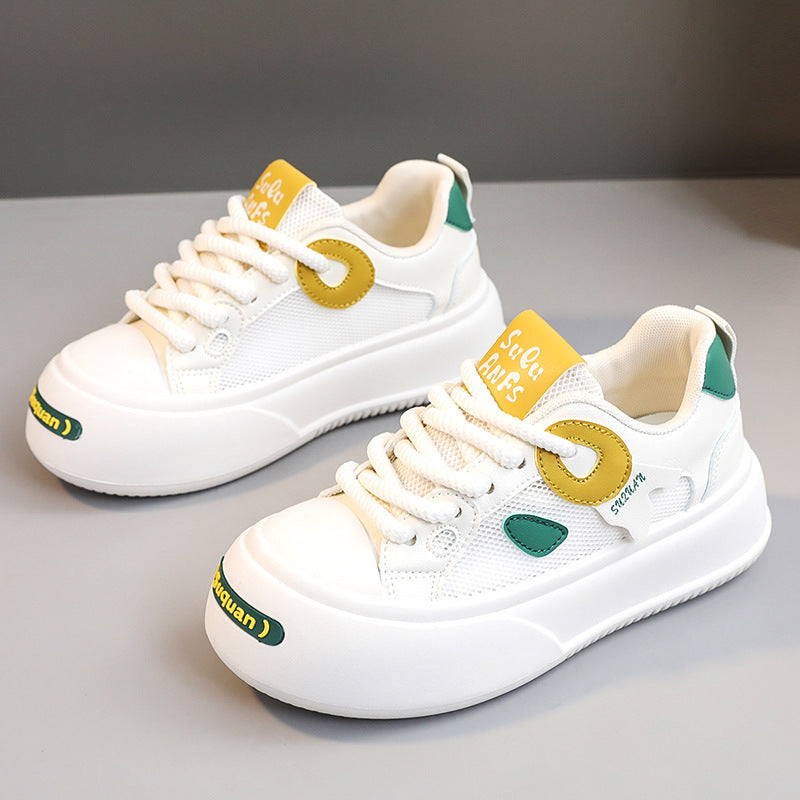 Damen Sportliche Plateau Sneakers mit atmungsaktivem Mesh-Obermaterial und dämpfender Sohle EB