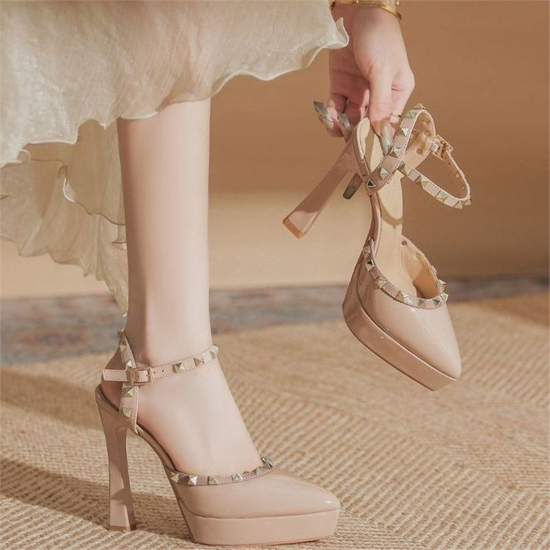 Damen elegante Plateau-Pumps mit Schmuckdetails EB
