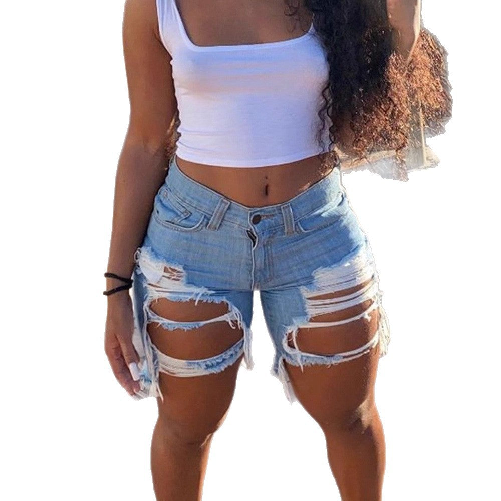 Damen modische Destroyed Jeans-Shorts EB