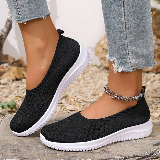 Damen Bequeme Strick-Sneaker mit elastischem Einstieg EB
