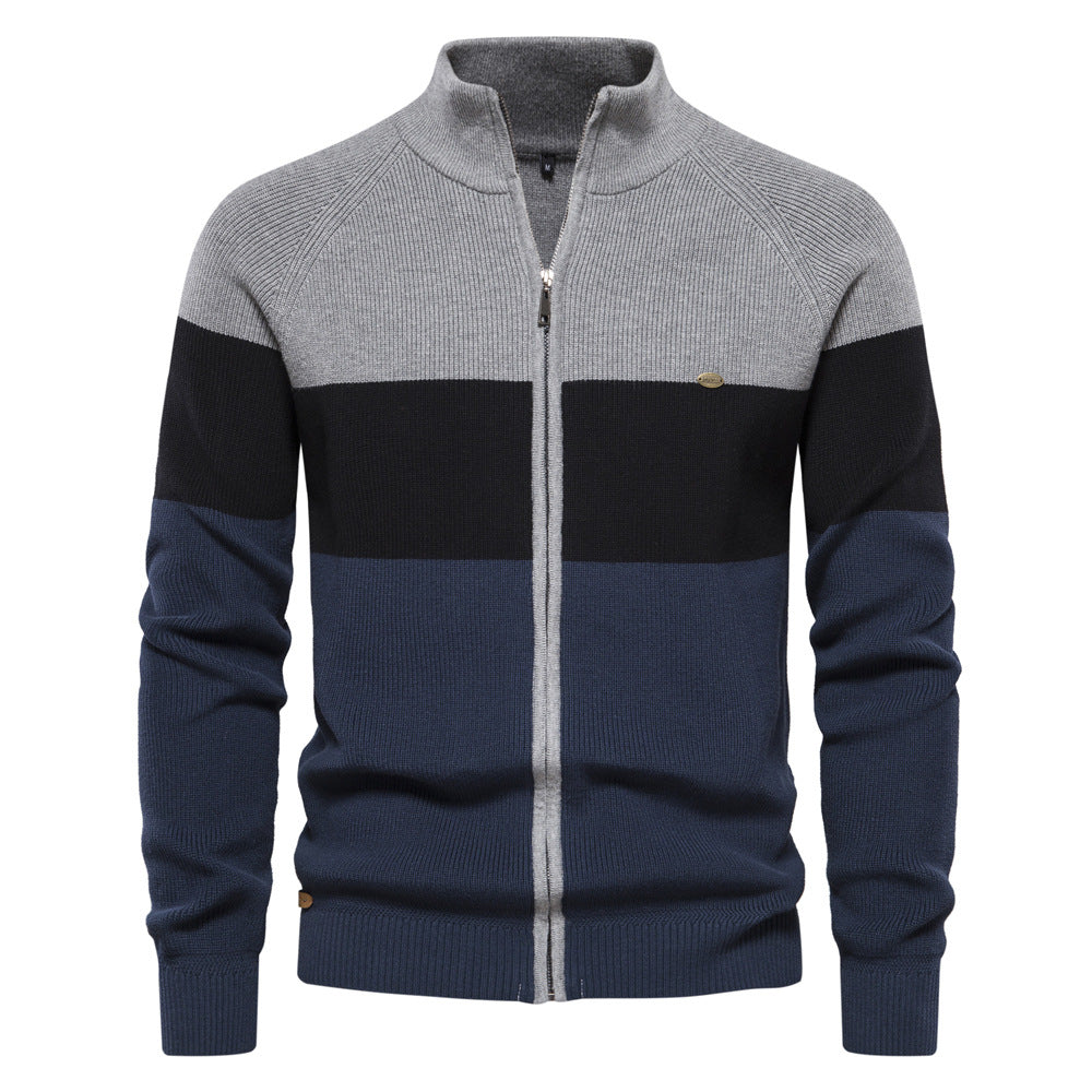 Herren Strickjacke mit modischem Farbblockdesign und hochwertigem Reißverschluss EB