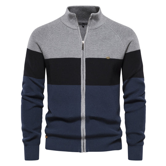 Herren Strickjacke mit modischem Farbblockdesign und hochwertigem Reißverschluss EB