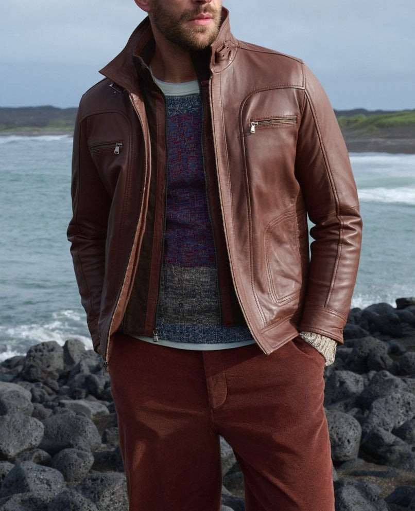 Herren lässige jacke mit modernem Stehkragen und vielseitigen Taschen EB