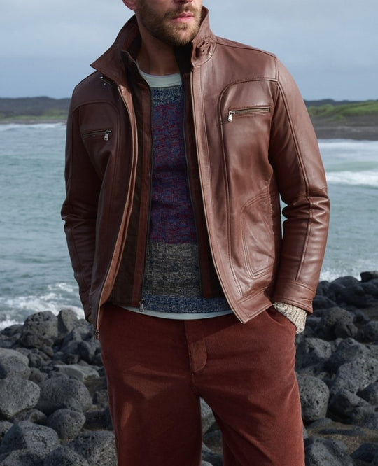 Herren lässige jacke mit modernem Stehkragen und vielseitigen Taschen EB