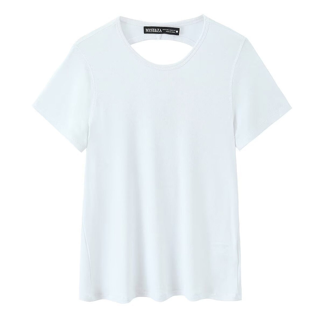 Damen Sportliches T-Shirt mit modischem Rückenausschnitt EB
