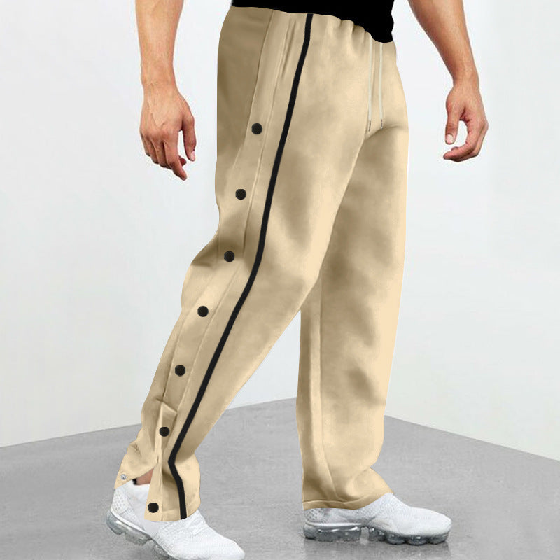 Herren nan Snap-Trackhose mit seitlichen Druckknöpfen, kontrastierendem Seitenstreifen und elastischem Kordelbund EB