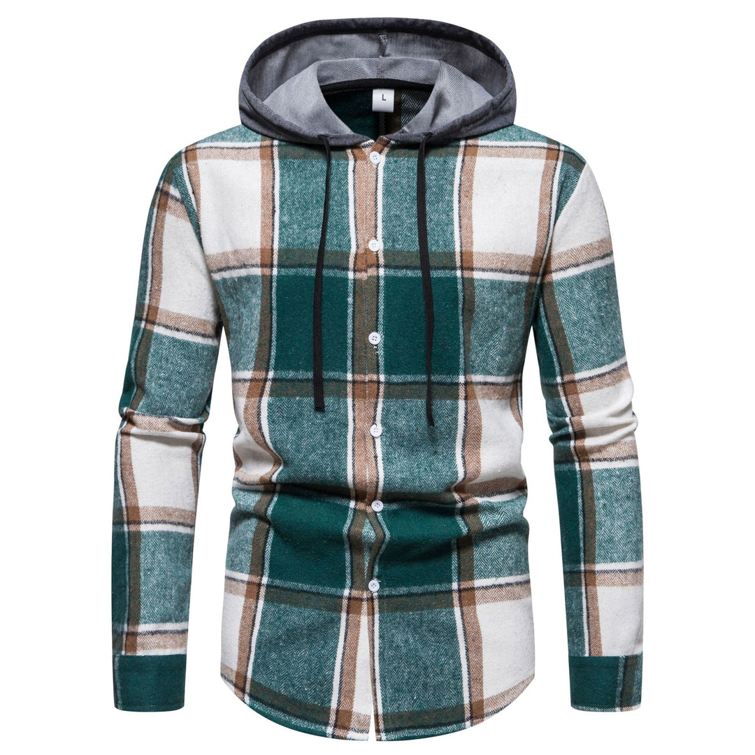 Herren Karo-Hemd mit Kapuze und Button-Down-Verschluss EB