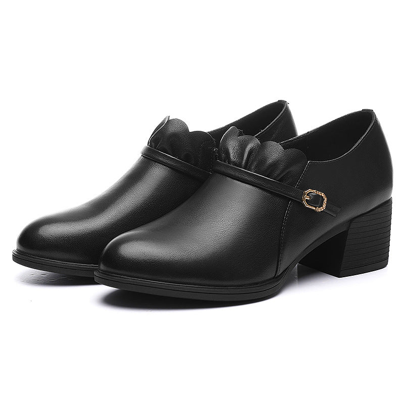 Damen elegante Stiefeletten mit Zierschnalle und komfortablem Absatz EB