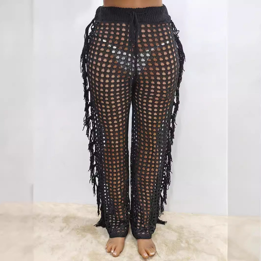 Damen luftige Häkelstrandhose EB