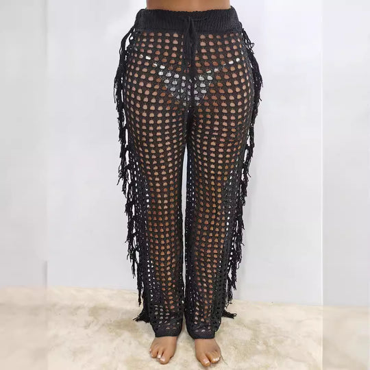 Damen luftige Häkelstrandhose EB