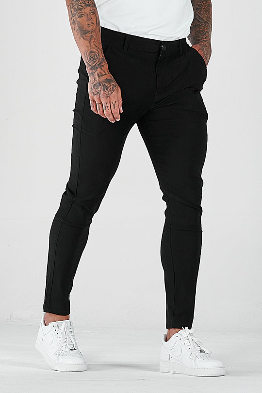 Herren eng anliegende Chinohose mit elastischem Bund und stylishem Design EB