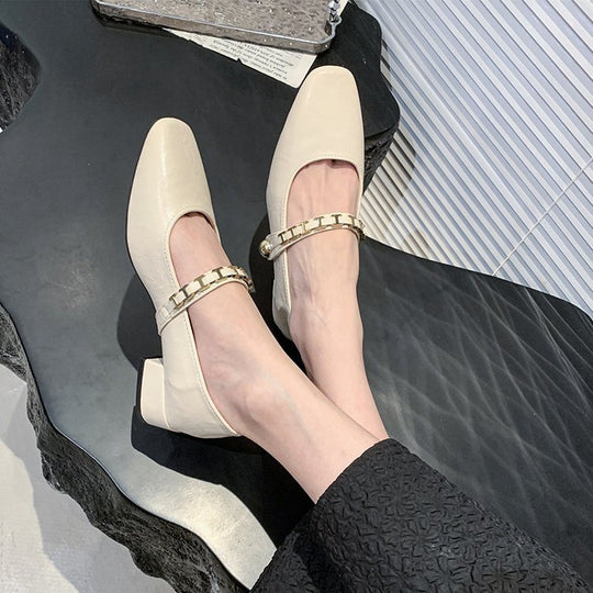 Damen elegante Mary Jane Ballerinas mit dekorativem Riemen EB