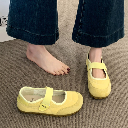 Damen Komfortable Ballerinas mit verstellbarem Riemen und atmungsaktivem Innenfutter EB