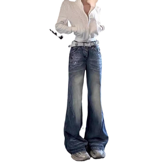Damen Weite Jeans mit ausgefallenem Schnitt und modernem Design EB