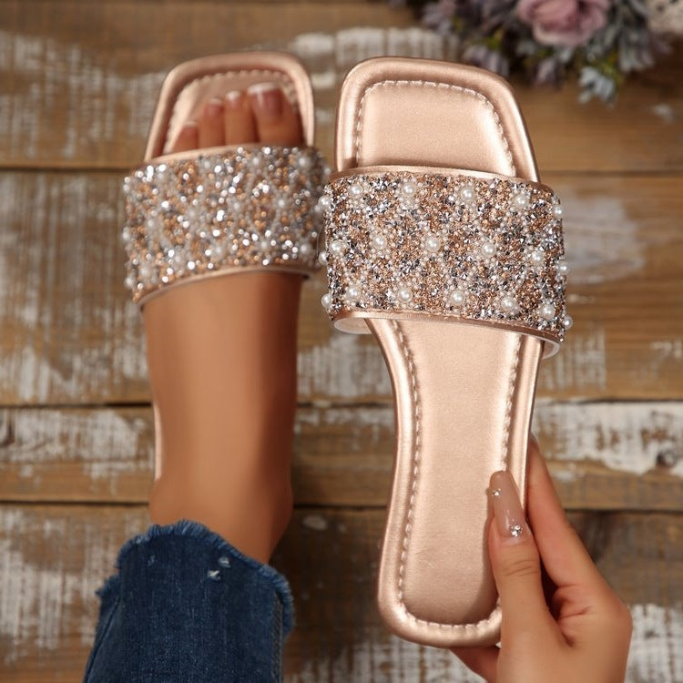 Damen Glamouröse Riemchen-Sandalen mit funkelnder Strass-Applikation EB