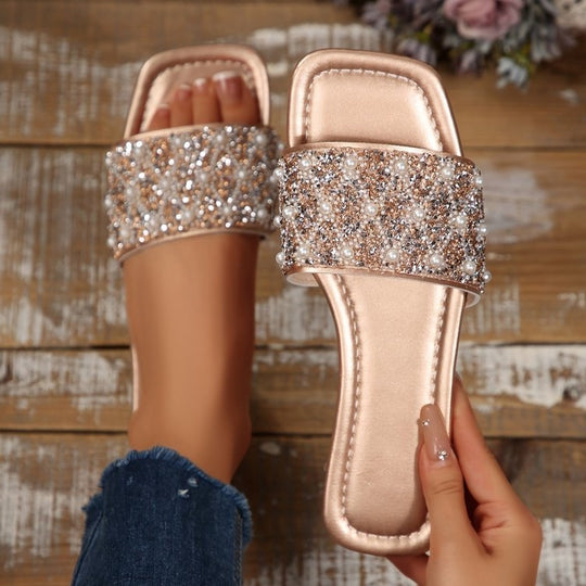 Damen Glamouröse Riemchen-Sandalen mit funkelnder Strass-Applikation EB