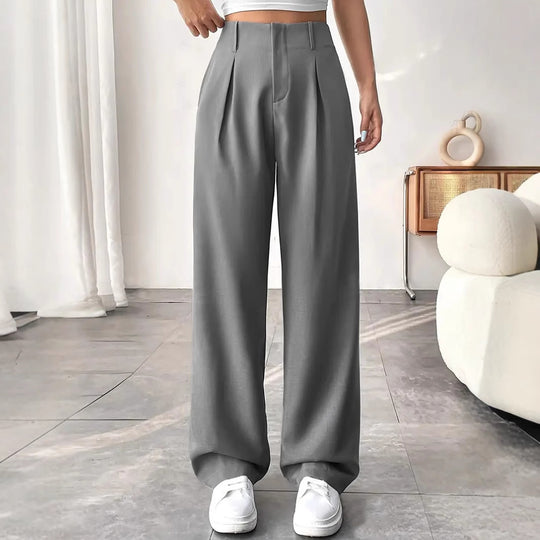 Damen Elegante Bundfaltenhose mit weitem Schnitt EB