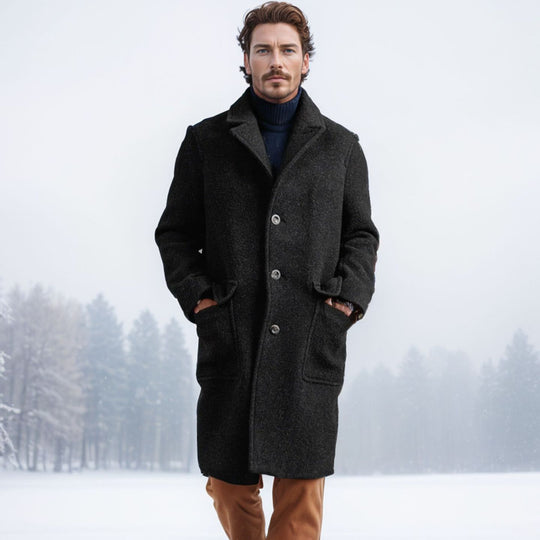 Herren eleganter und wärmer Wintermantel mit doppelter Knopfleiste und praktischen Taschen EB