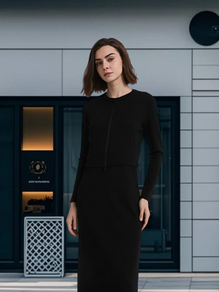 Damen Modisches Maxikleid mit eleganter Silhouette und Langarm EB
