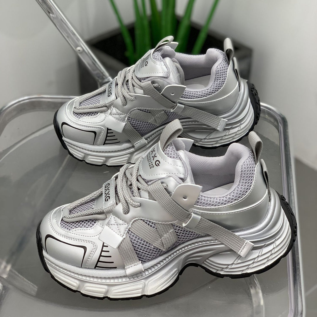 Damen Futuristische Wedge-Chunky-Sneaker mit Mesh‑Einsätzen und verstärkter Profilsohle EB