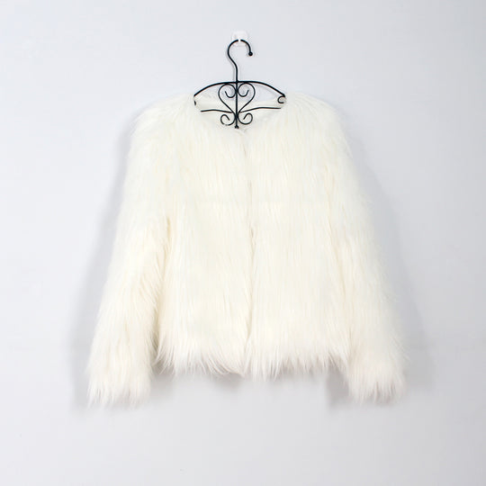 Damen Flauschige Kunstpelzjacke mit lässigem Schnitt EB