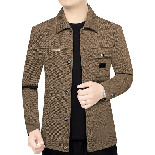 Herren Strukturiertes Overshirt im Glencheck-Relief mit Hemdkragen EB