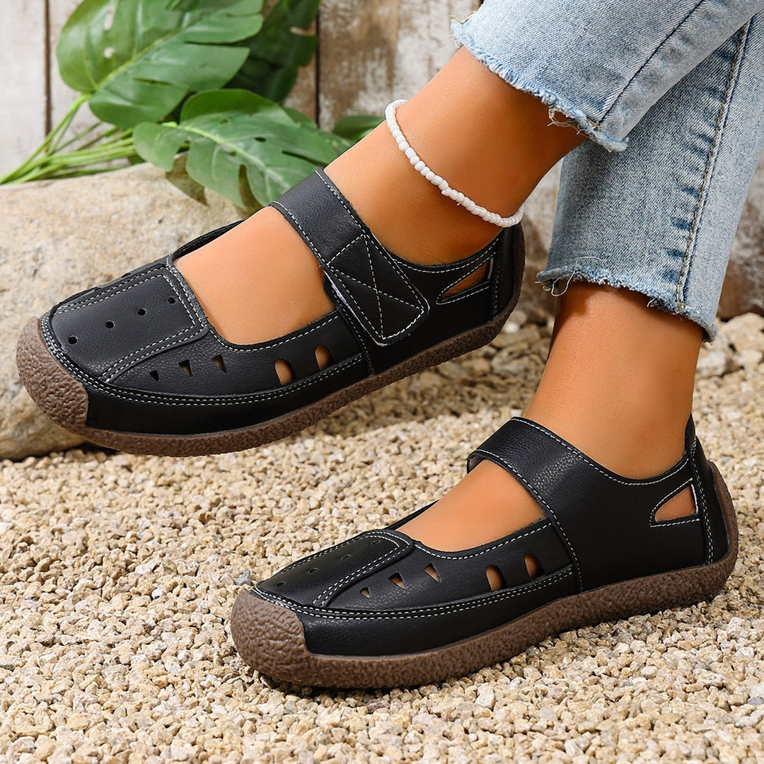 Damen Komfortable Sandalen mit verstellbarem Klettverschluss und atmungsaktiver Oberflächenstruktur EB