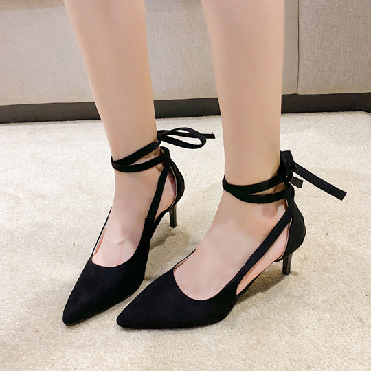 Damen elegante Pumps mit Schnürung und modischem Cut-Out-Design EB