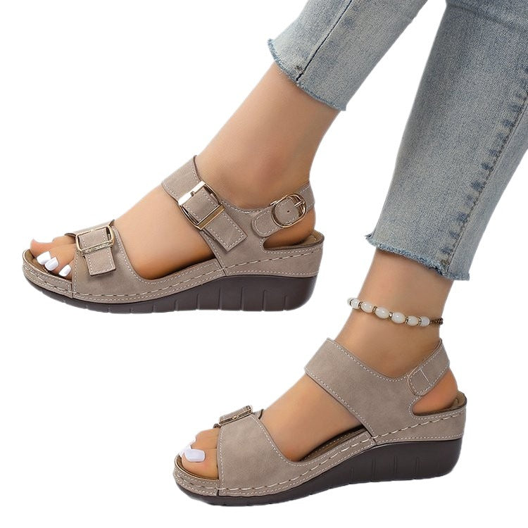 Damen Komfortable Wedge-Sandalen mit verstellbaren Riemen EB
