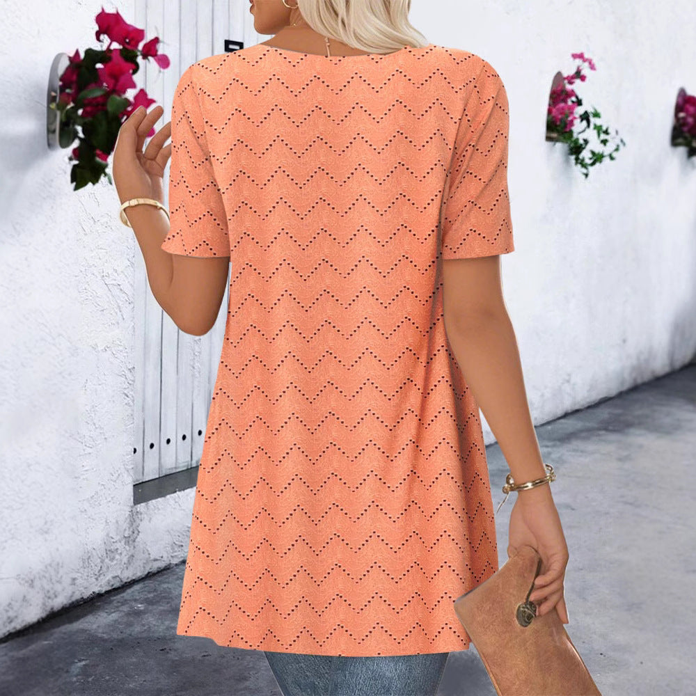 Damen asymmetrische Cardigan mit Wellenmuster und praktischen Taschen Heidi-Mode