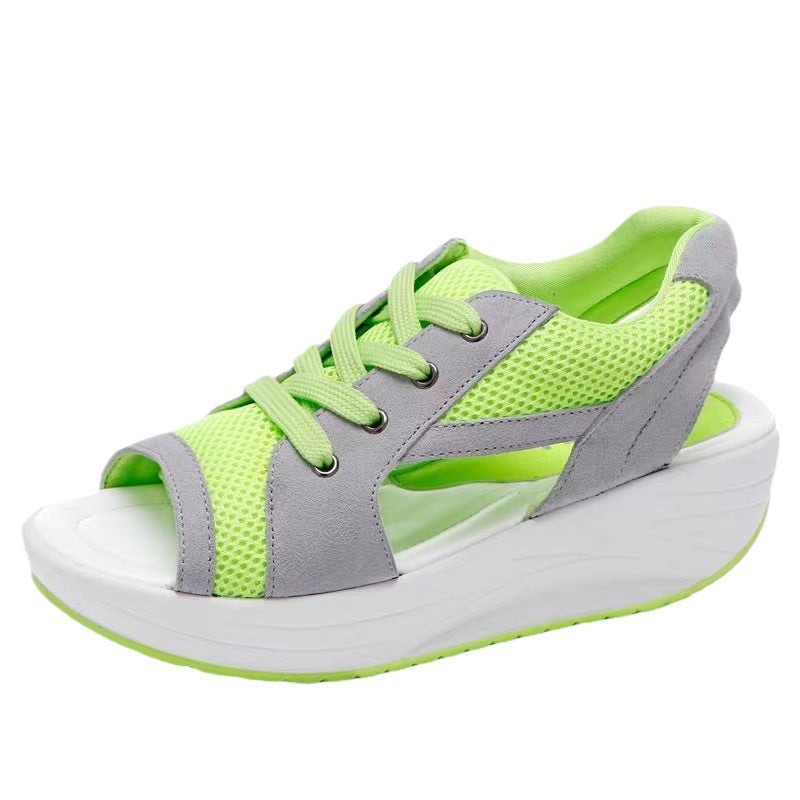 Damen Sportliche Plattform-Sandalen mit atmungsaktivem Netzmaterial EB