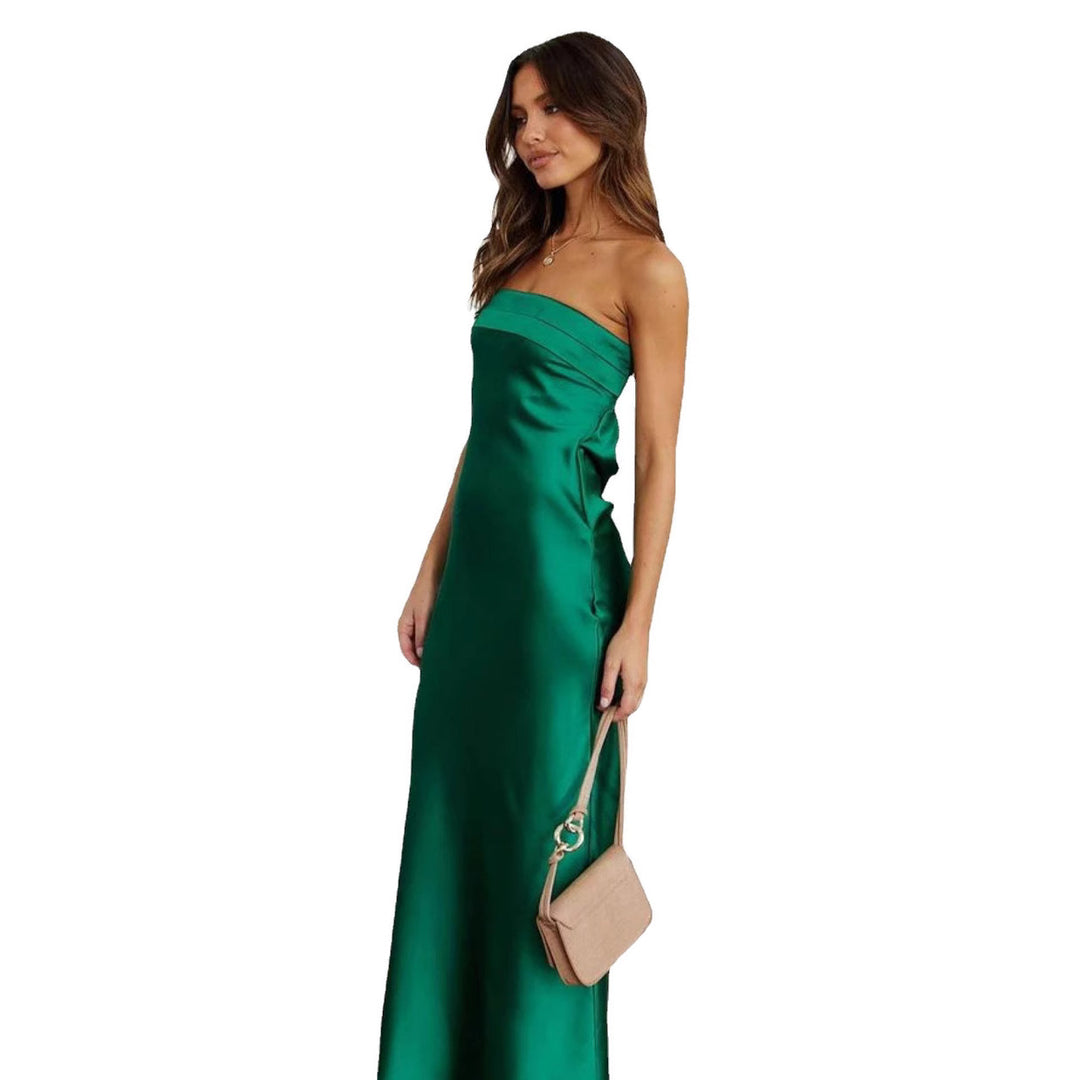 Damen Elegantes Maxikleid aus satinähnlichem Material EB