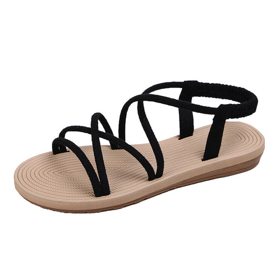 Damen Geflochtene Riemchen-Sandalen mit elastischem Fersenband und gepolstertem Fußbett EB