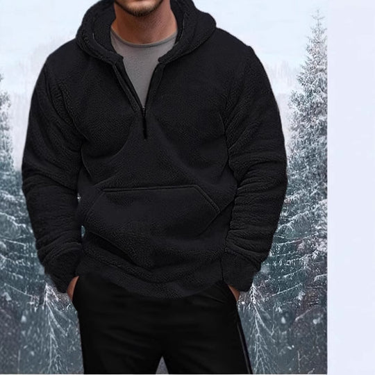 Herren Kuscheliger Fleece-Hoodie mit halblangem Reißverschluss EB