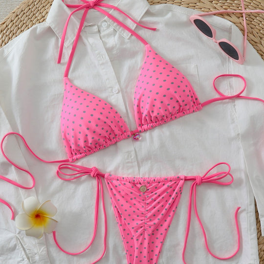 Damen Triangel-Bikini mit verspielten Punkten und verstellbaren Trägern EB