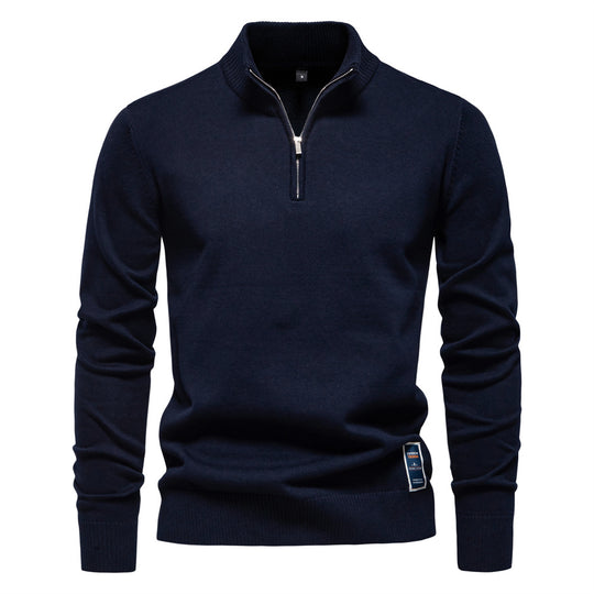 Herren Pullover mit kurzem Reißverschluss und modischem Stehkragen EB