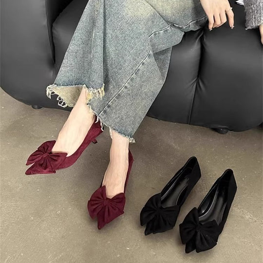 Damen elegante Pumps mit verspielten Schleifenverzierungen EB