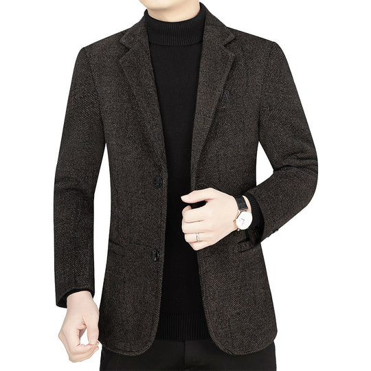 Herren Slim-Fit Sakko aus strukturiertem Wollmix mit leichter Halbfütterung und Zweiknopf-Silhouette EB