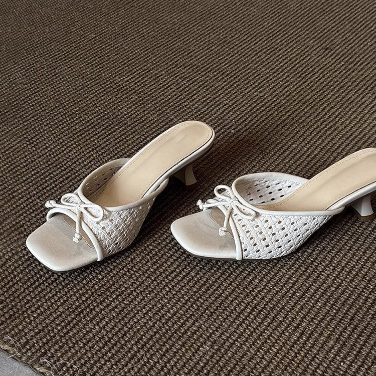 Damen modische Mules mit elegantem Schleifen-Design und komfortablem Absatz EB
